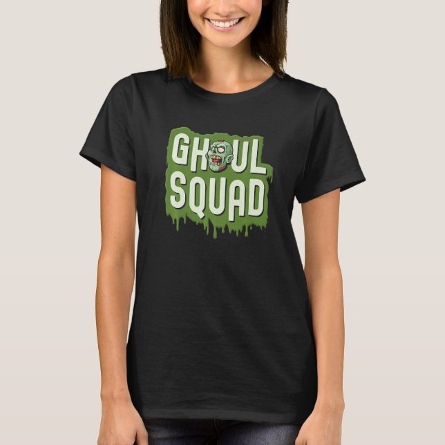 Ghoul Squad Halloween Crew Cute Zombie T Shirt (Framsida)