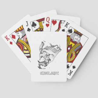 Ghoulardi (svart/vit) som leker kort, poker spelkort