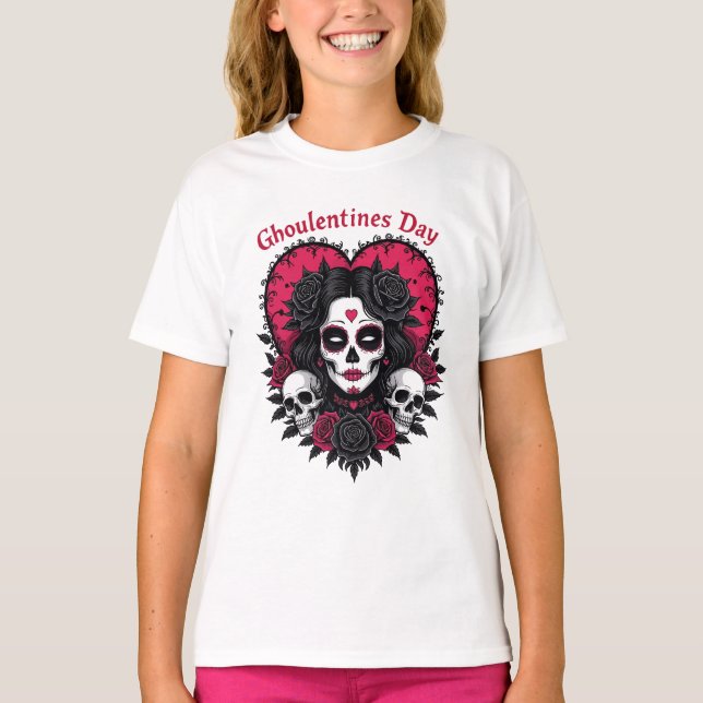 Ghoulentines Day Gothic Fusion of Valentine  T Shirt (Framsida)