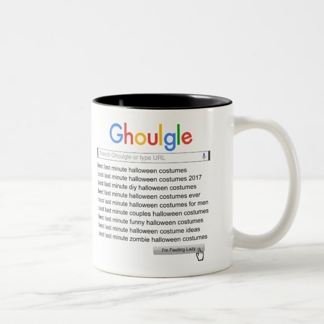 Ghoulgle Last Minute Halloween Costume Search 2017 Två-Tonad Mugg (Höger)