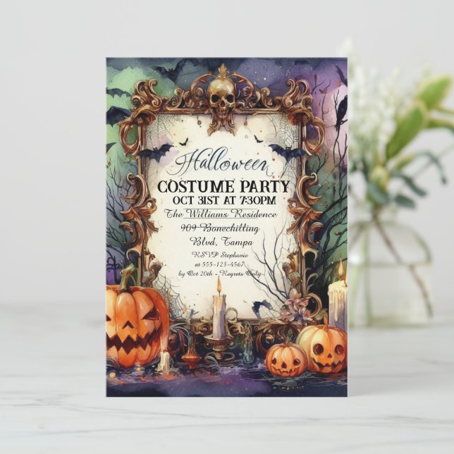 Ghoulish Gala: Personlig Halloween-inbjudan Inbjudningar (Stående Fram)