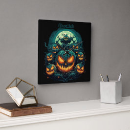 Ghoulish Glare Fyrkantig Klocka