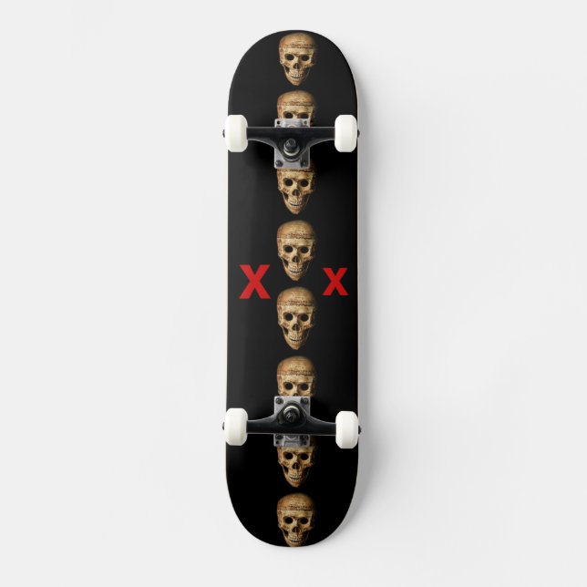 Ghoulish Grinning Skull Skateboard Bräda 21,5 Cm (Framsida)