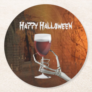 Ghoulish Halloween Cocktail Party Pappra Underlägg Papper Rund