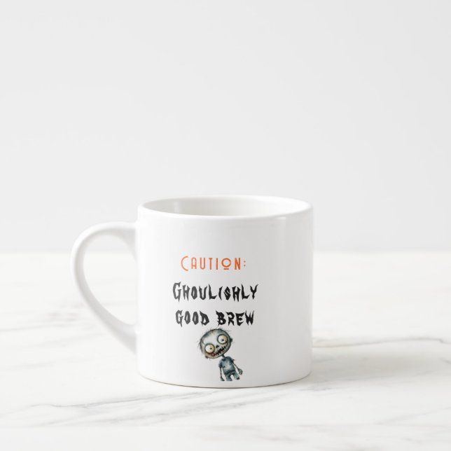 Ghoulishly Bra Brew White Halloween Espressomugg (Vänster)