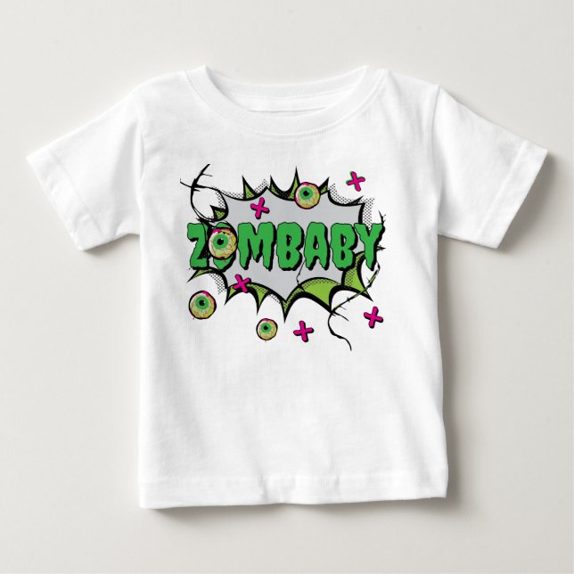 Ghoulishly Cute "ZomBaby" Zombie Baby Pun T Shirt (Framsida)