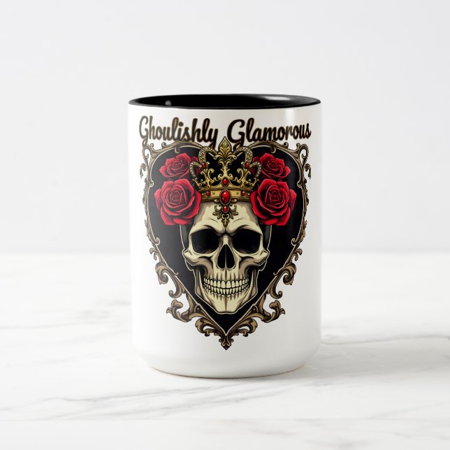 Ghoulishly Glamous, Halloween Elegance Design Två-Tonad Mugg (Center)