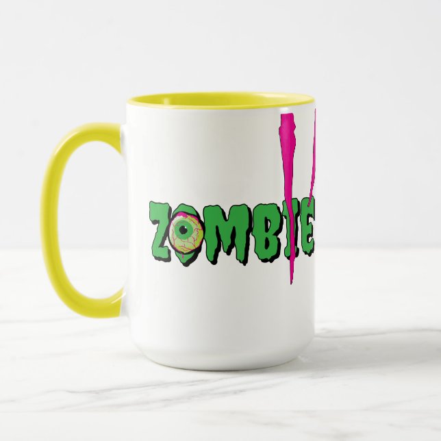 Ghoulishly Roligt Funny Rippin' Zombie Halloween Mugg (Vänster)