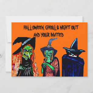 GHOULLER KVÄLL UT HALLOWEEN FEST INBJUDNINGAR