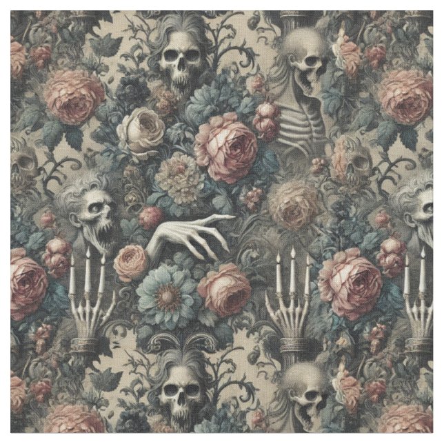 Ghouls Gambit - Gothic Victorian Classic Tile Tyg (Närbild)