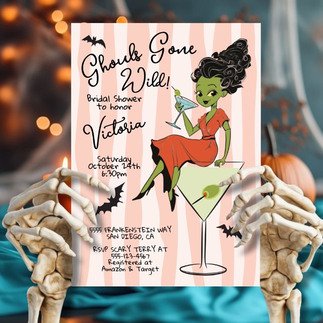 Ghouls Gone Wild Martinis Halloween Bröllopsdusch Inbjudningar (Skapare uppladdad)