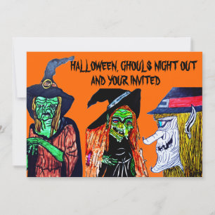 GHOULS KVÄLL UT HALLOWEEN FEST INBJUDNINGAR