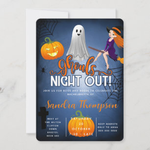 Ghouls kväll ut på halloween-bachelorette-fest inbjudningar