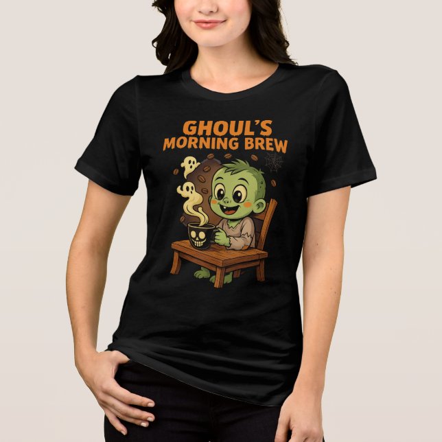 Ghouls morgon Brew Halloween Coffee Älskare T Shirt (Framsida)