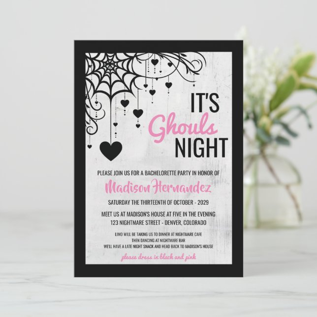Ghouls Night Bachelorette Party Inbjudningar (Stående Fram)