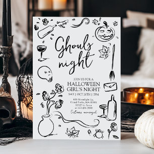 Ghouls Night Vuxen Halloween Girls Night Party Inbjudningar