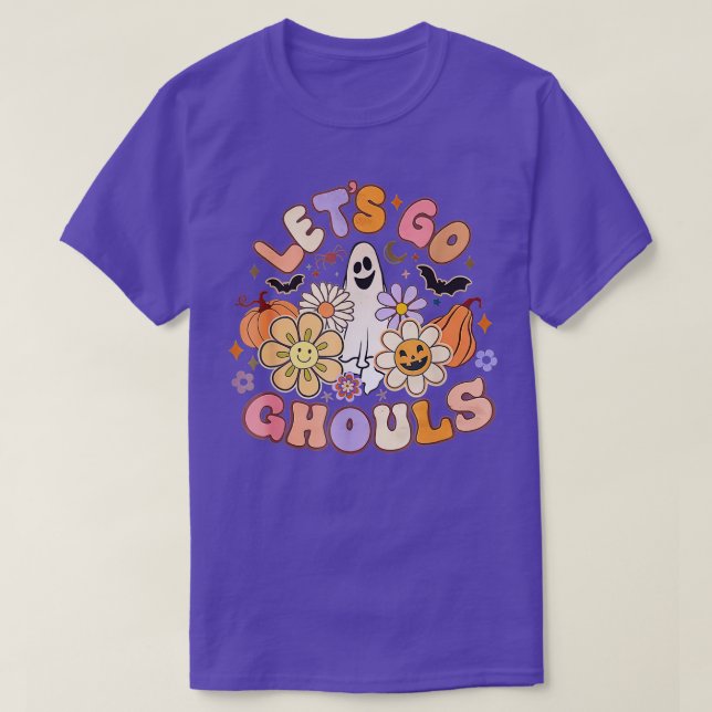 Ghouls Retro Halloween Ghost Pumpkin T Shirt (Design framsida)