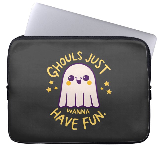 Ghouls vill bara ha Roligt, Cute Spöken Halloween Laptop Fodral (Framsidan)