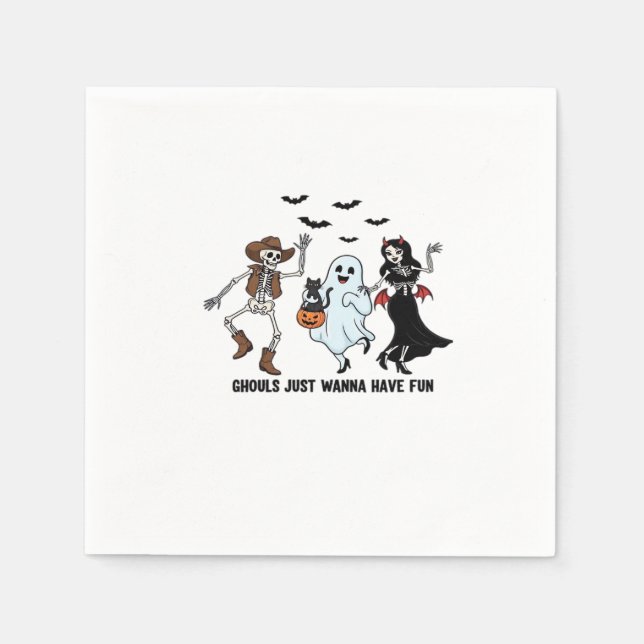 Ghouls vill bara ha Roligt - dansa Skeleton Spoo Pappersservett (Framsidan)
