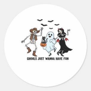 Ghouls vill bara ha Roligt - dansa Skeleton Spoo Runt Klistermärke