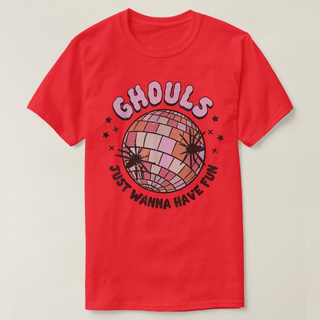 Ghouls vill bara ha Roligt Disco Boll Girls Hallow T Shirt (Design framsida)