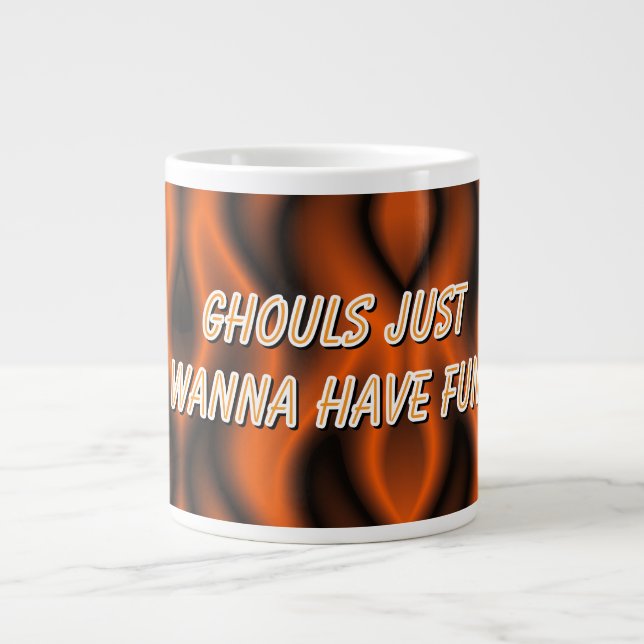 "Ghouls vill bara ha roligt" Fire Halloween mugg Jumbo Mugg (Framsidan)