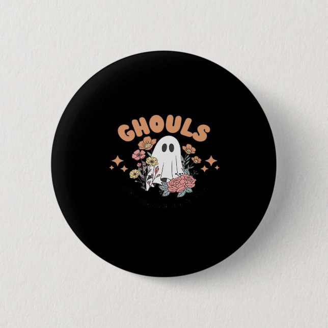 Ghouls vill bara ha Roligt Halloween Art Sloth Des Knapp (Framsida)