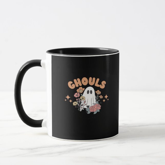 Ghouls vill bara ha Roligt Halloween Art Sloth Des Mugg (Vänster)