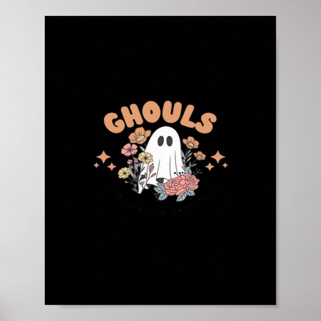 Ghouls vill bara ha Roligt Halloween Art Sloth Des Poster (Framsidan)