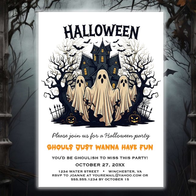 Ghouls vill bara ha Roligt Halloween fest Inbjudningar (Skapare uppladdad)