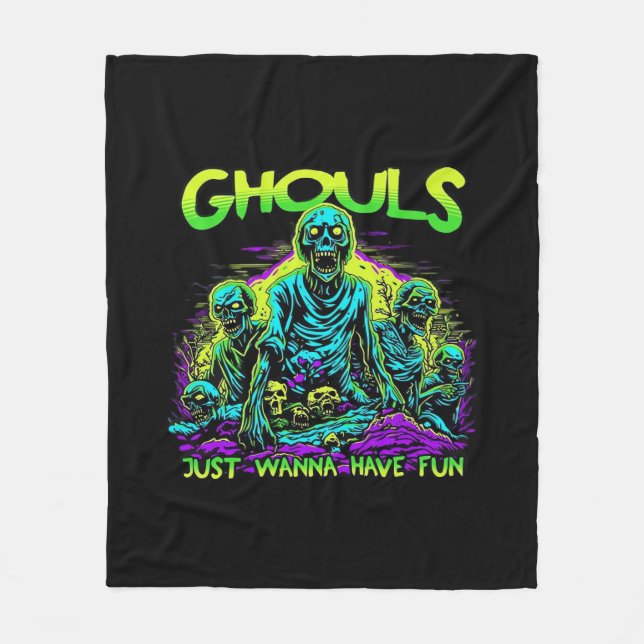 Ghouls vill bara ha Roligt - Halloween Sloth Desig Fleecefilt (Framsidan)