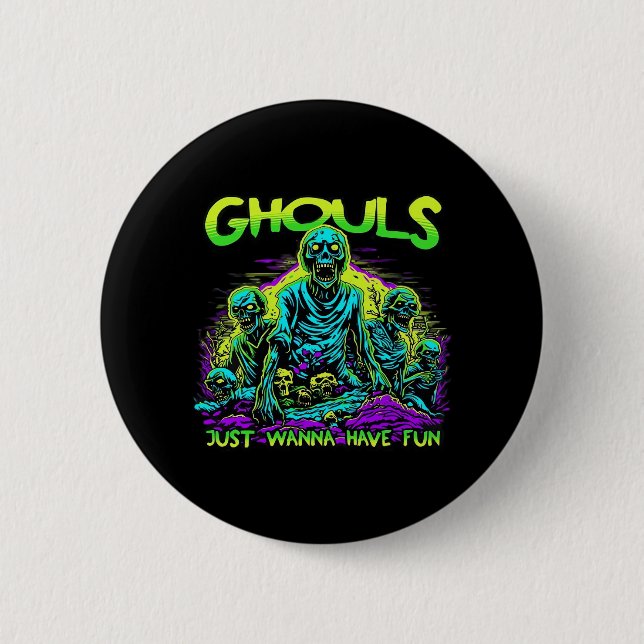 Ghouls vill bara ha Roligt - Halloween Sloth Desig Knapp (Framsida)