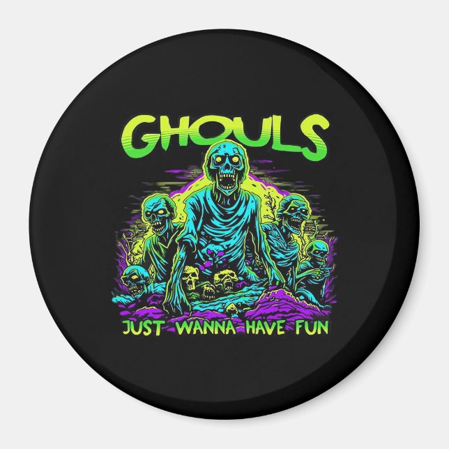 Ghouls vill bara ha Roligt - Halloween Sloth Desig Magnet (Framsidan)