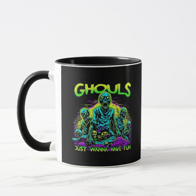 Ghouls vill bara ha Roligt - Halloween Sloth Desig Mugg (Vänster)