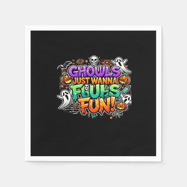 Ghouls vill bara ha Roligt - höstbloss Pappersservett (Framsidan)