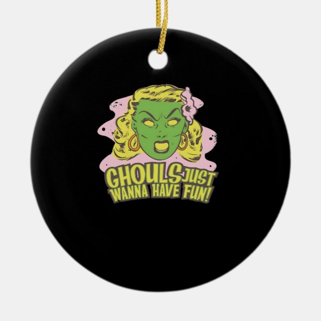 Ghouls vill bara ha Roligt Lazy Sloth Julgransprydnad Keramik (Framsidan)