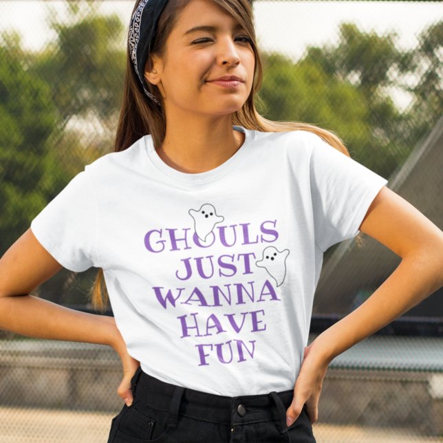 Ghouls vill bara ha Roligt Lila Halloween T Shirt (Skapare uppladdad)