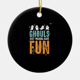 Ghouls vill bara ha Roligt på Halloween Costume Julgransprydnad Keramik