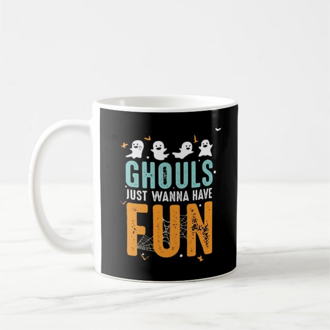 Ghouls vill bara ha Roligt på Halloween Costume Kaffemugg (Vänster)