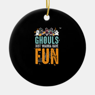 Ghouls vill bara ha Roligt på Halloween-häxor Julgransprydnad Keramik