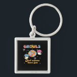 Ghouls vill bara ha Roligt Retro Groovy Halloween Fyrkantig Silverfärgad Nyckelring<br><div class="desc">En retro-groovy Halloween-design med "Ghouls vill bara ha Roligt." Fetstig färg och funky mönster fångar den festliga andan. Underbar för fläkt av trowback Halloween-utseende.</div>