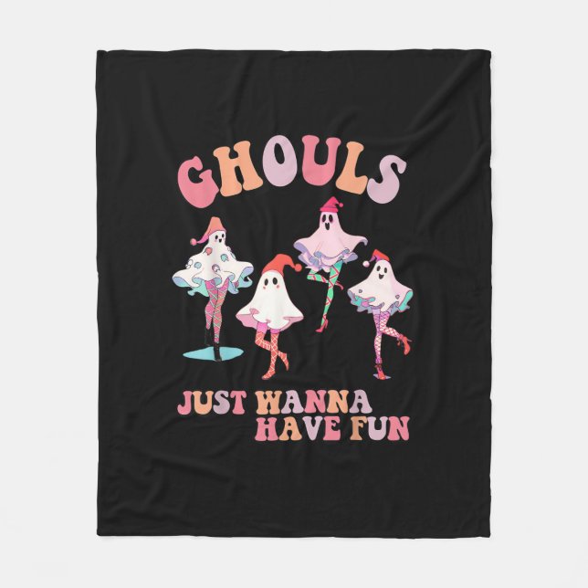 Ghouls vill bara ha Roligt Retro Halloween Christm Fleecefilt (Framsidan)