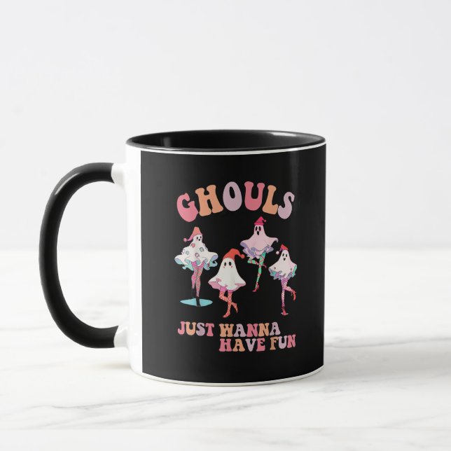 Ghouls vill bara ha Roligt Retro Halloween Christm Mugg (Vänster)