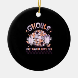 Ghouls vill bara ha Roligt Retro Halloween Costume Julgransprydnad Keramik