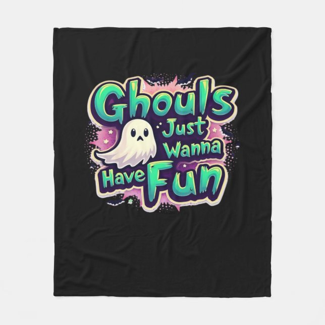 Ghouls vill bara ha Roligt - Retro Halloween Fleecefilt (Framsidan)