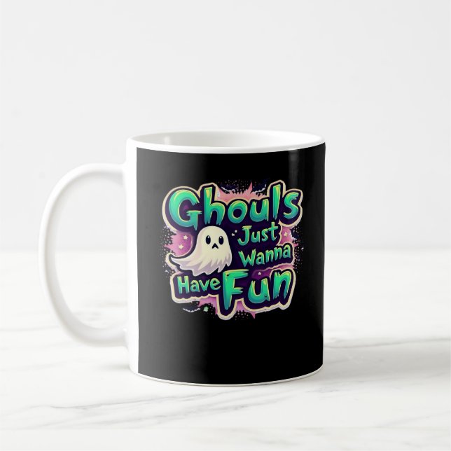 Ghouls vill bara ha Roligt - Retro Halloween Kaffemugg (Vänster)