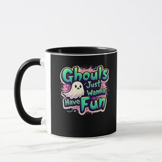 Ghouls vill bara ha Roligt - Retro Halloween Mugg (Vänster)