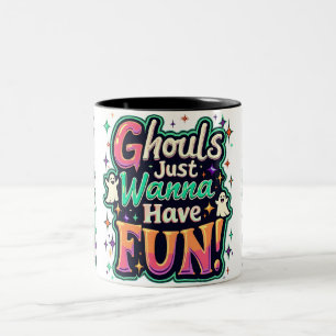 Ghouls vill bara ha Roligt - Retro Halloween Vibes Två-Tonad Mugg