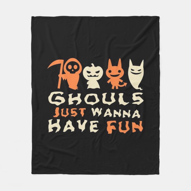 Ghouls vill bara ha Roligt Sloth Halloween Fleecefilt (Framsidan)