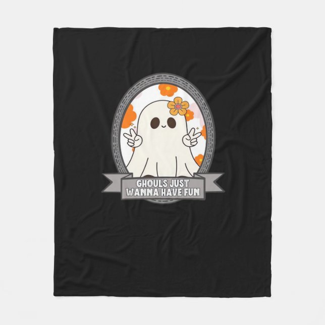 Ghouls vill bara ha Roligt Sloth Halloween Fleecefilt (Framsidan)